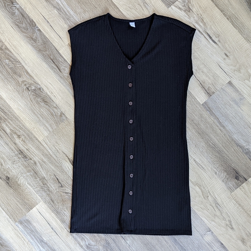 Ribbed Button Front Dress